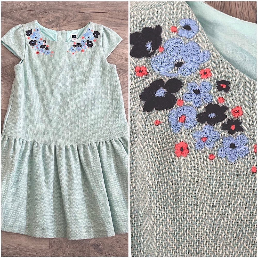 Janie & Jack Embroidered Tweed Dress